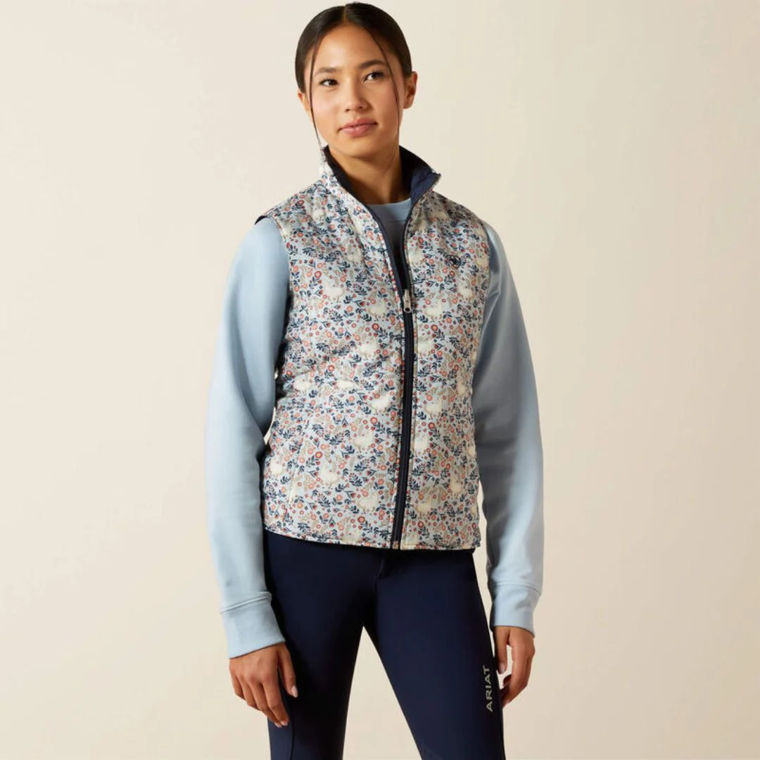 Ariat Kids Bella Reversible Insulated Bodywarmer in Posy Pony Print