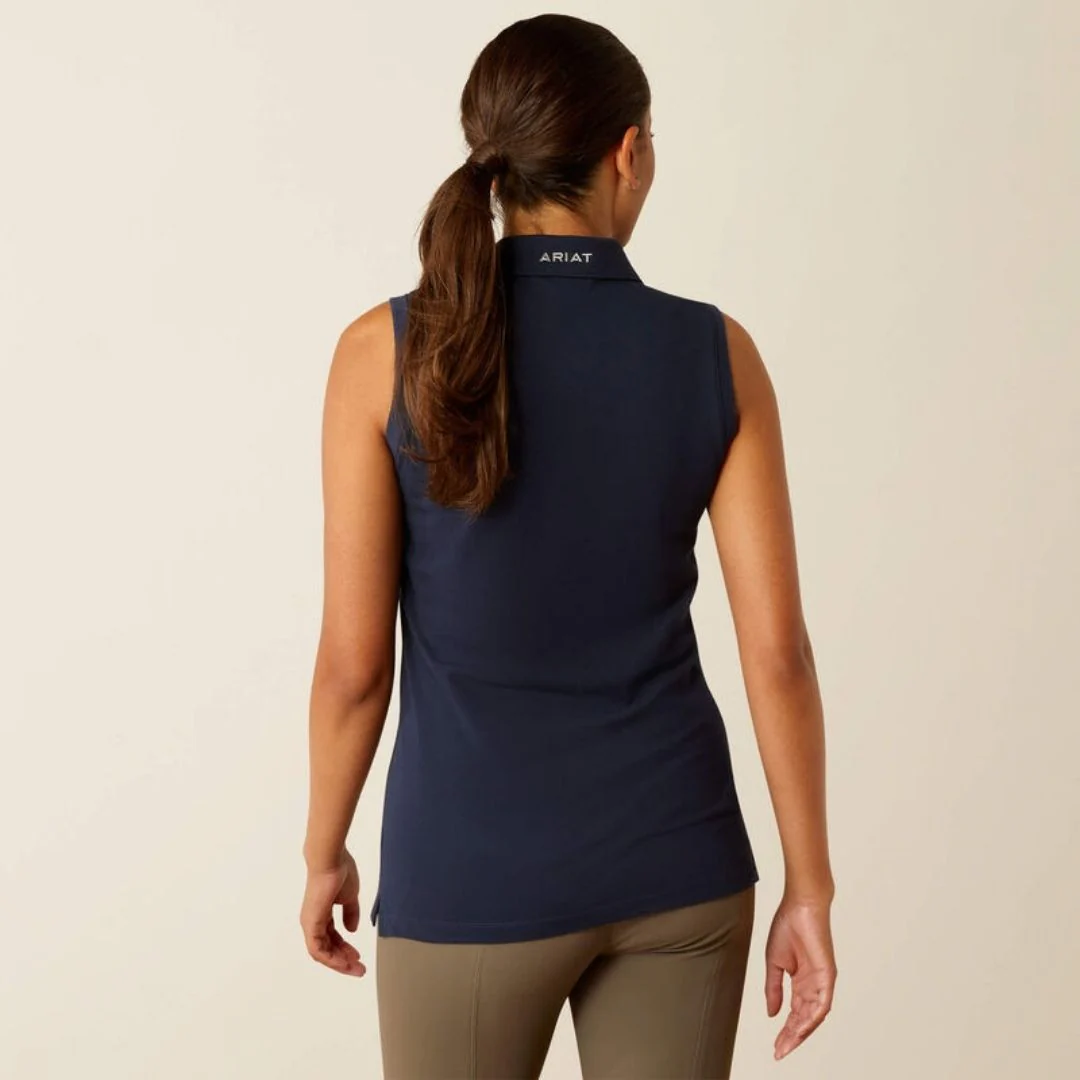 Ariat Women's Prix Sleeveless Polo Shirt in Navy Eclipse - Image 3