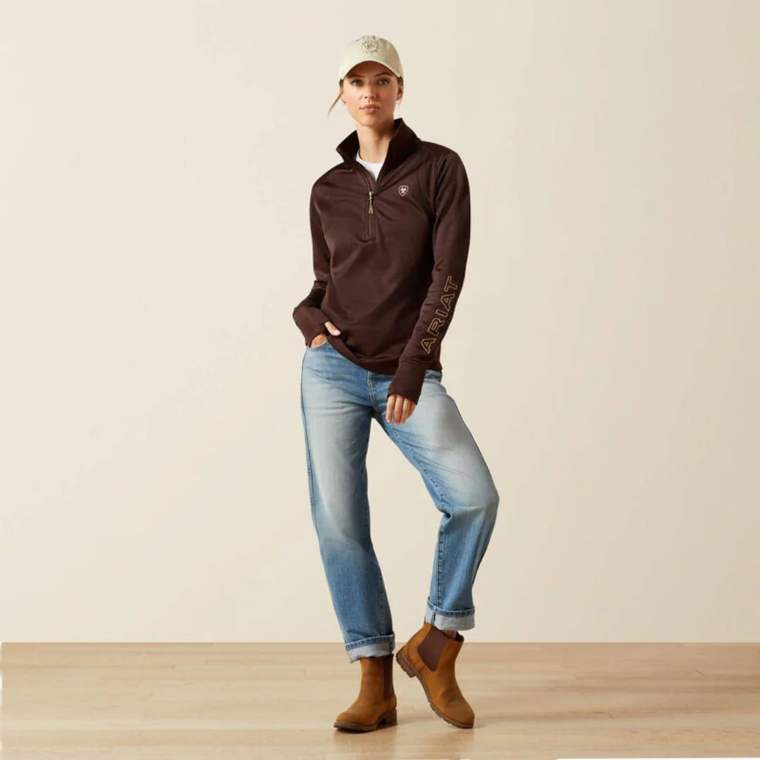 Ariat Women's Team Equestrian Half Zip Jumper in Java - Image 3