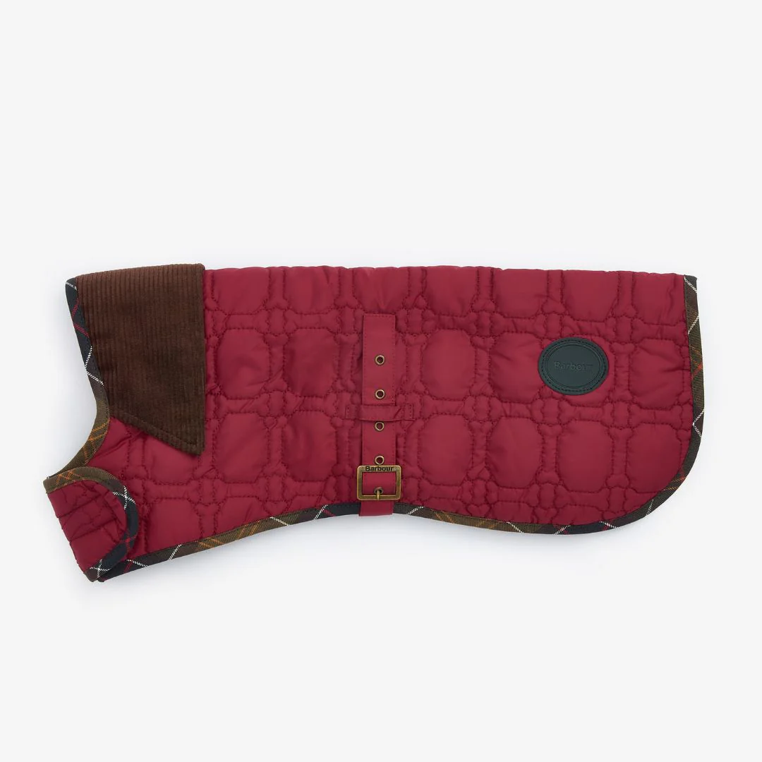 Barbour Dog Bone Quilted Dog Coat in Cranberry - Image 4