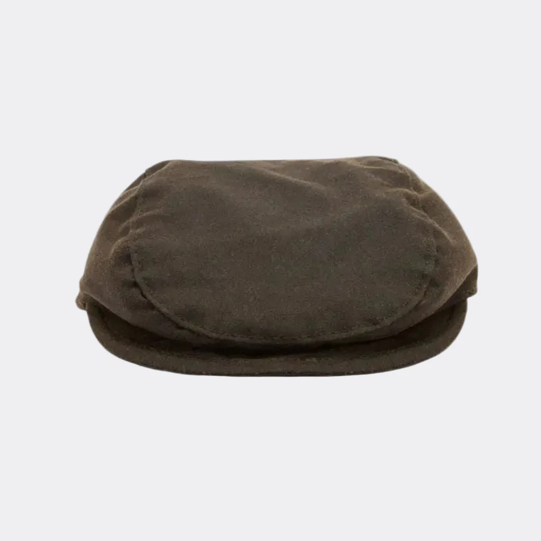 Barbour Dog Wax Flat Cap in Olive - Image 3