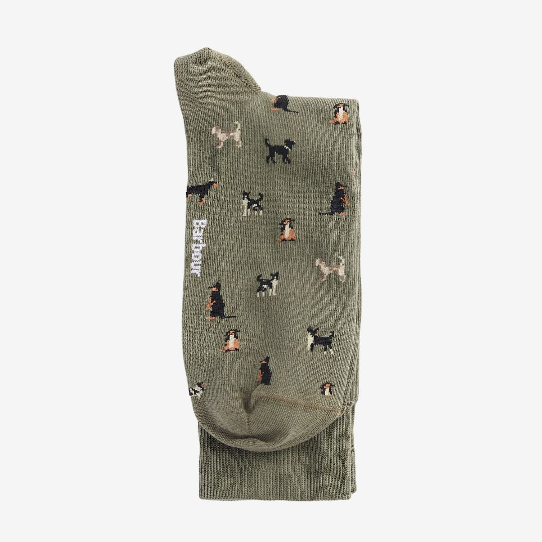 Barbour Mavin Dog Socks in Mid Olive - Image 2