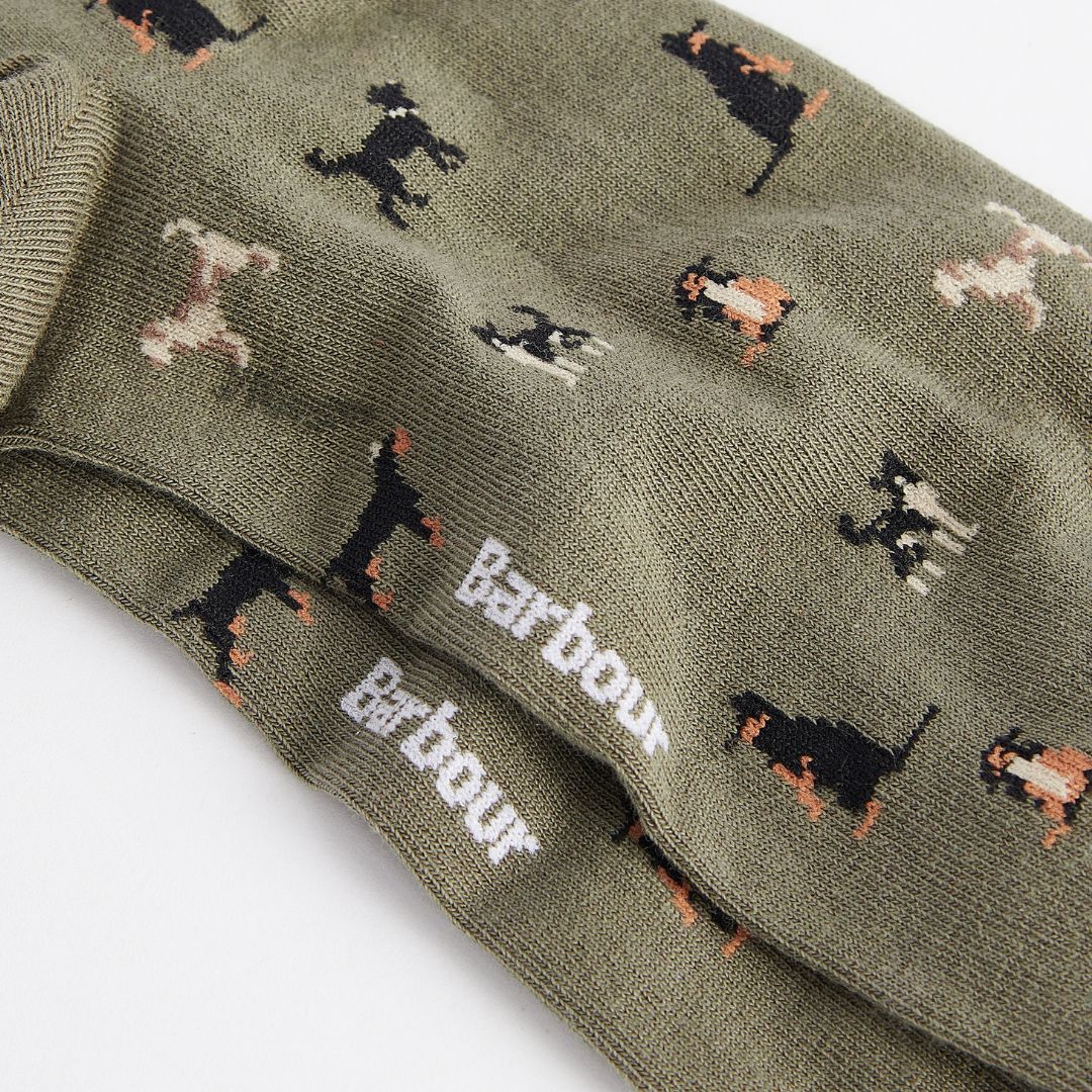 Barbour Mavin Dog Socks in Mid Olive - Image 3