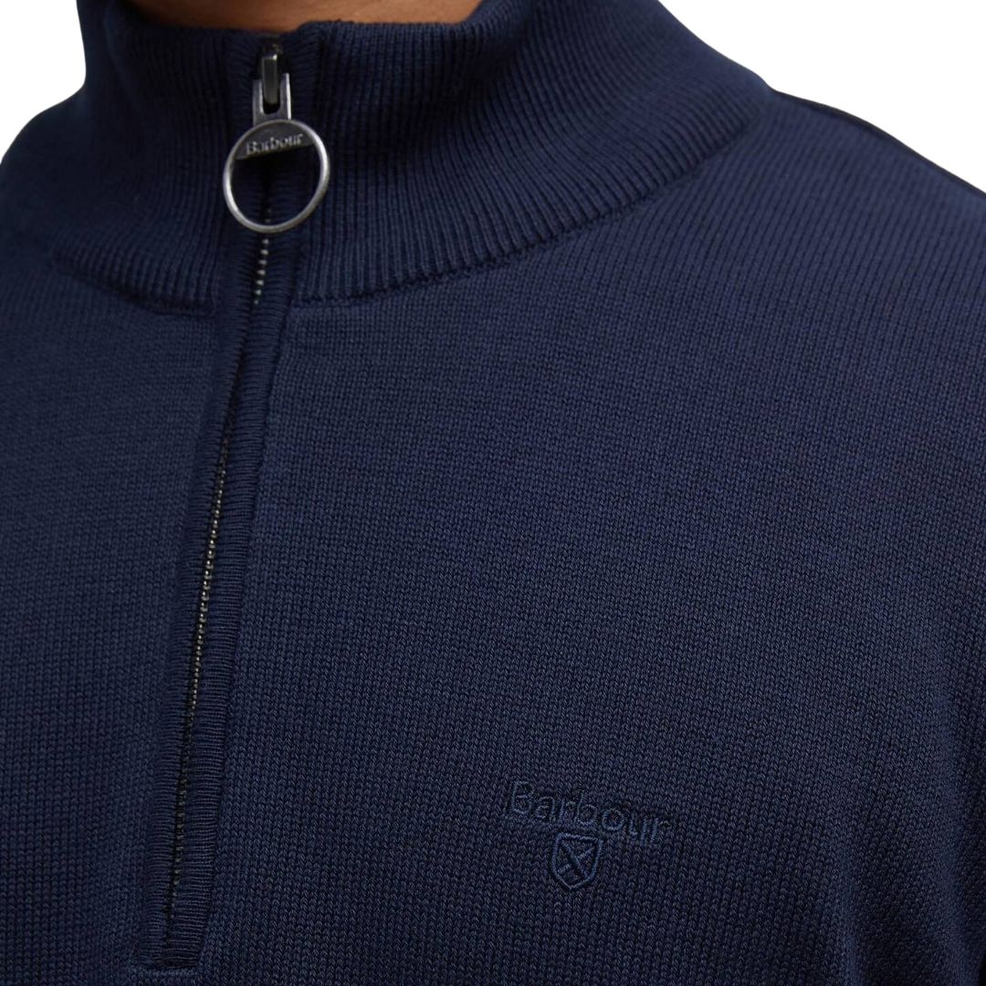 Barbour Men's Cotton Quarter-Zip Jumper in Classic Navy - Image 3