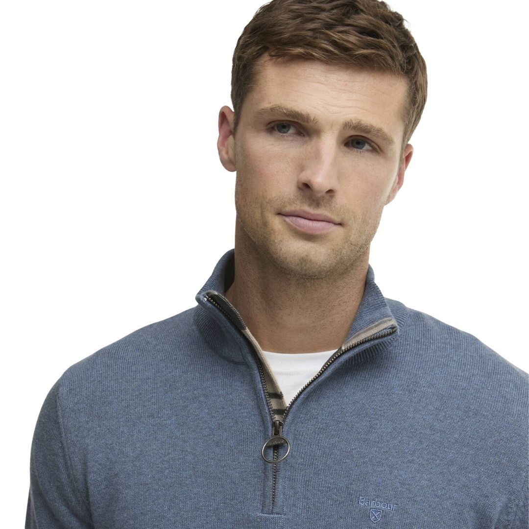 Barbour Men's Cotton Quarter-Zip Jumper in Dusk Blue - Image 2
