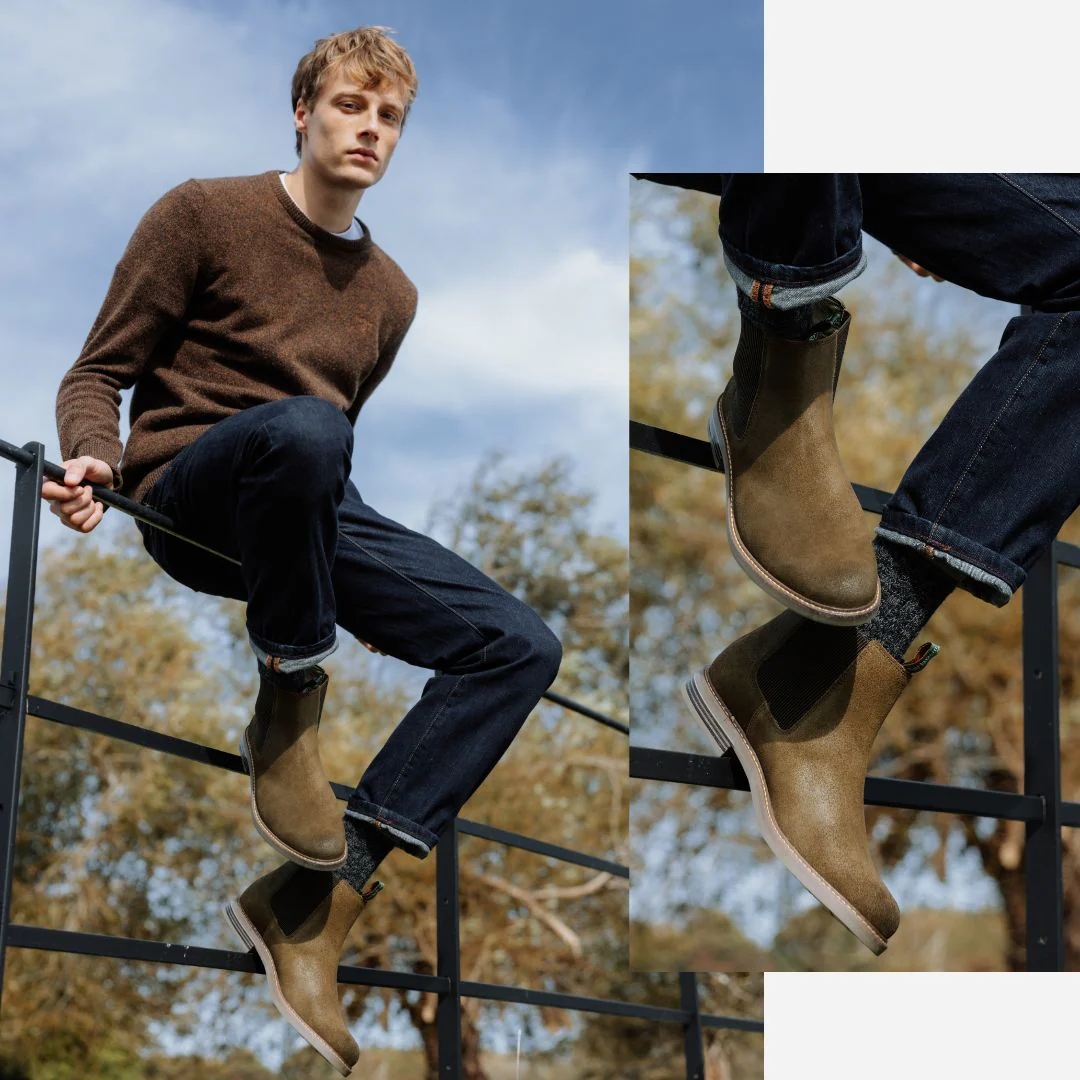 Barbour Men's Farsley Chelsea Boots in Khaki - Image 6