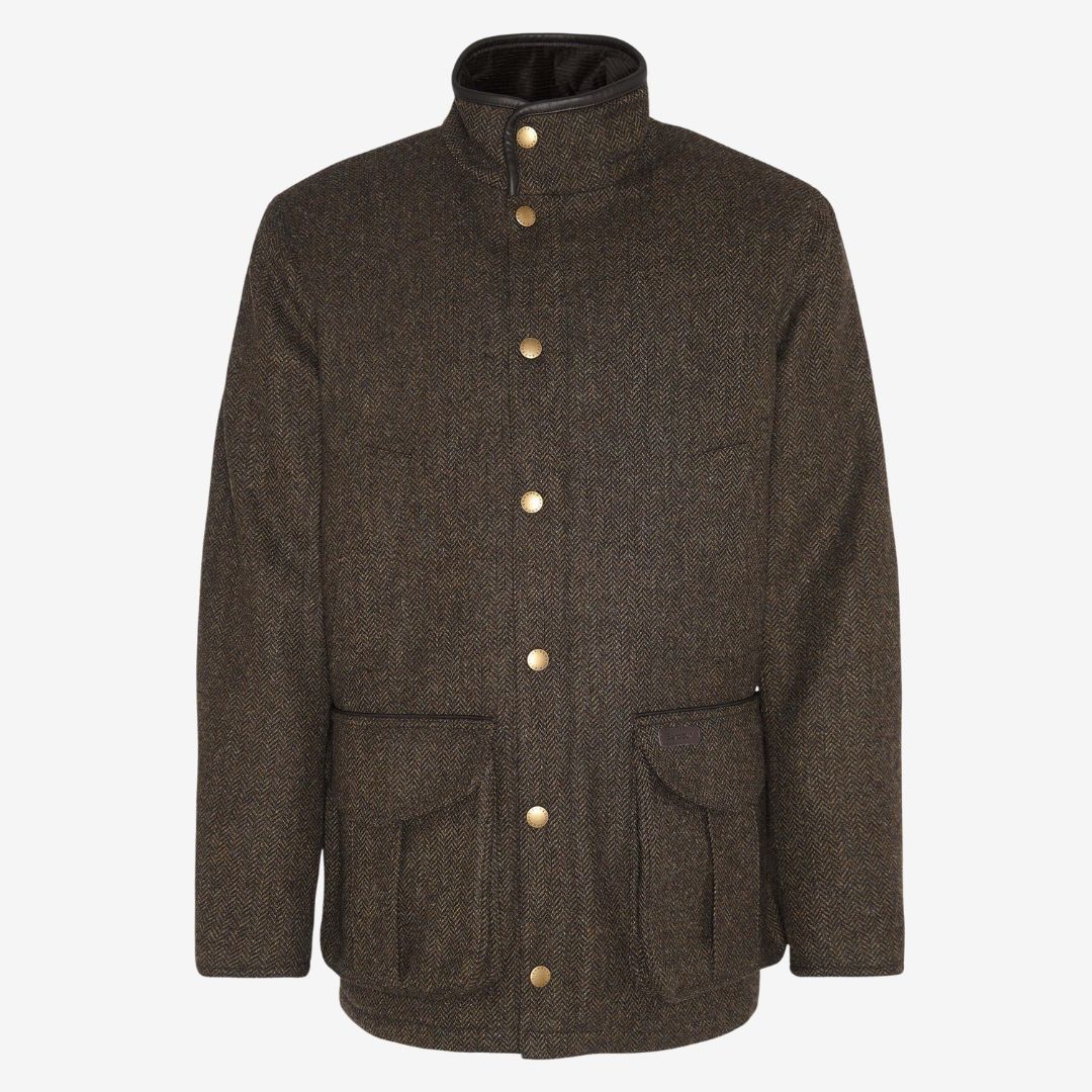 Barbour Men's Hereford Tweed Wool Jacket in Olive - Image 6