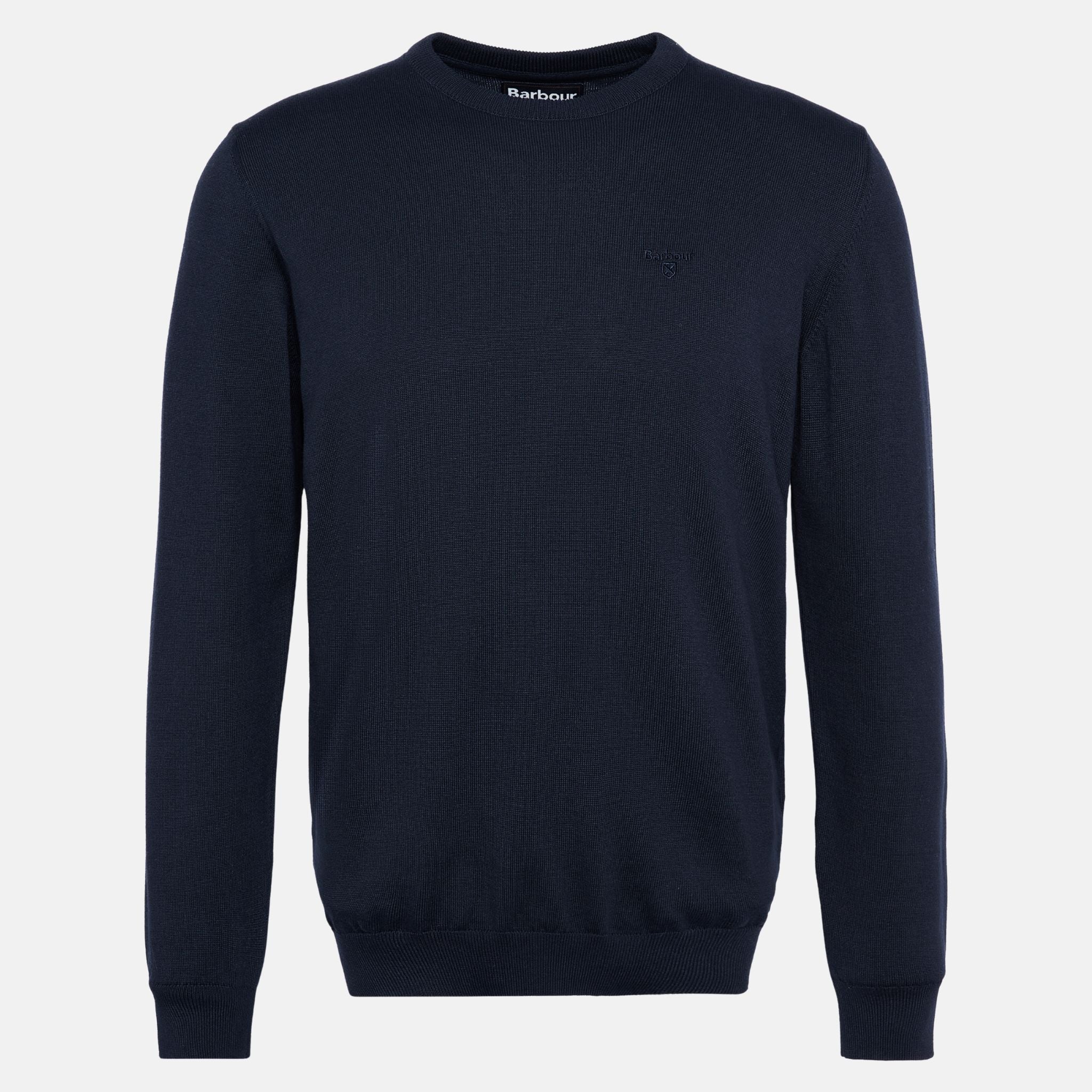 Barbour Men's Pima Cotton Crew Neck Jumper in Navy - Image 4