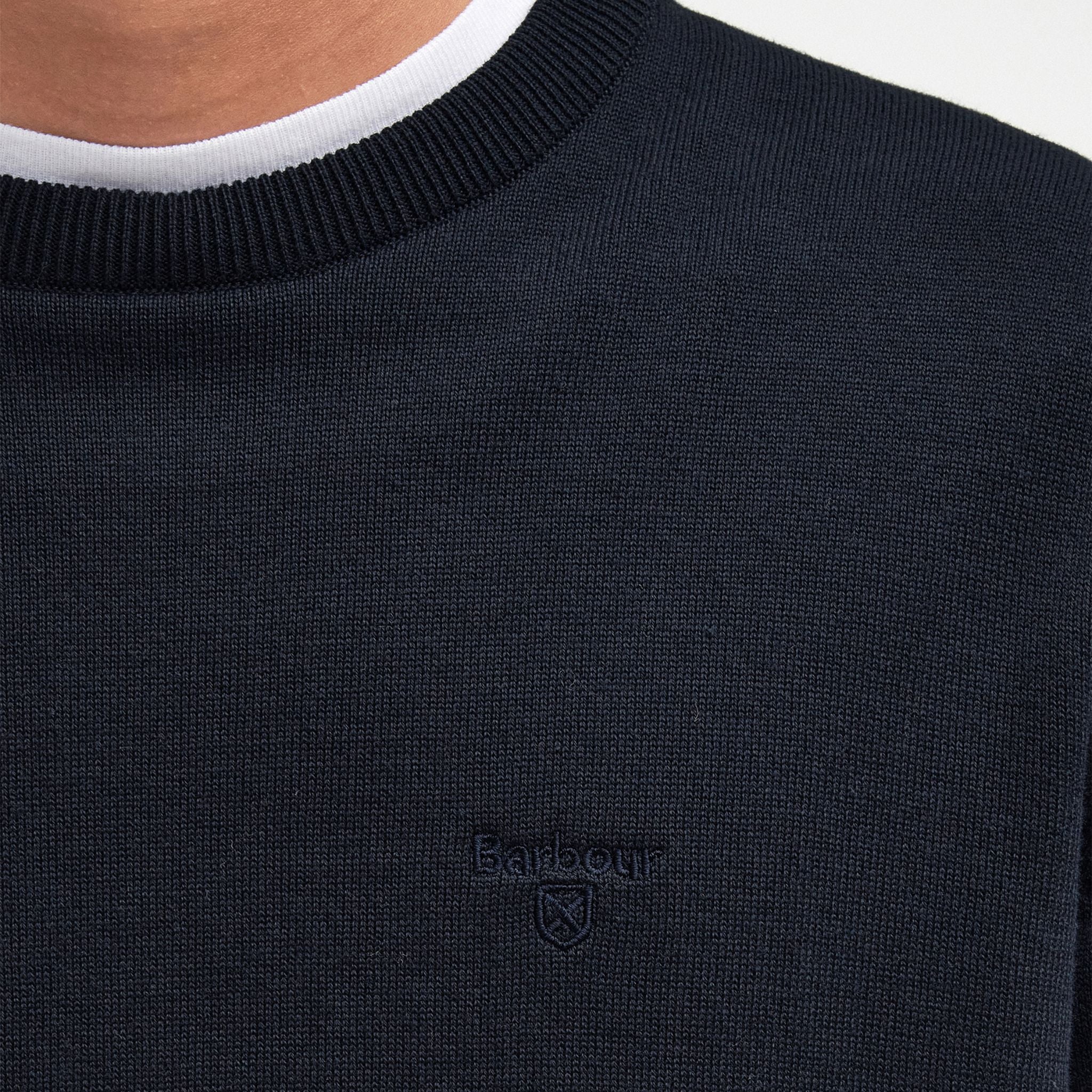 Barbour Men's Pima Cotton Crew Neck Jumper in Navy - Image 6