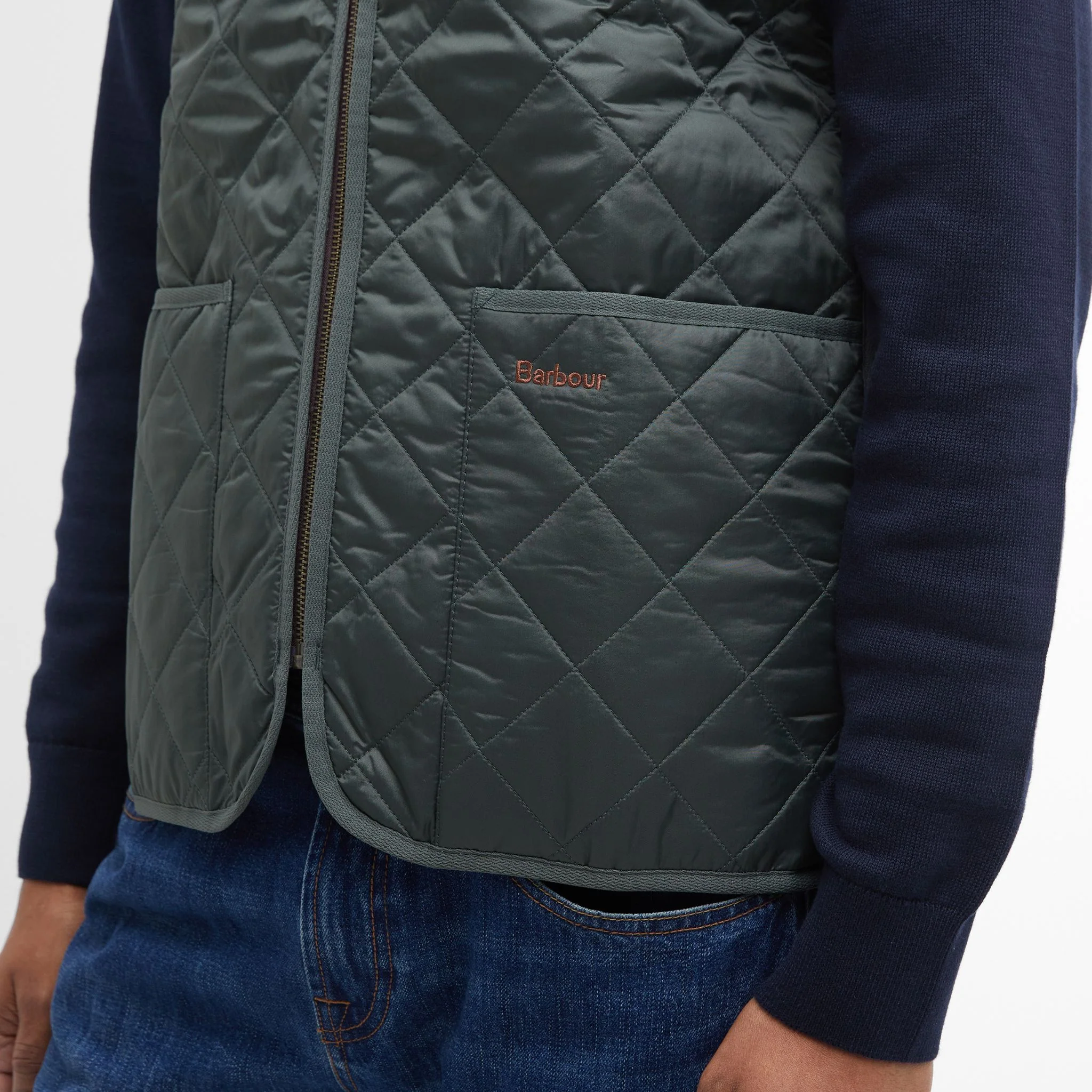 Barbour Men's Quilted Zip-In Liner Gilet in Olive Classic - Image 5