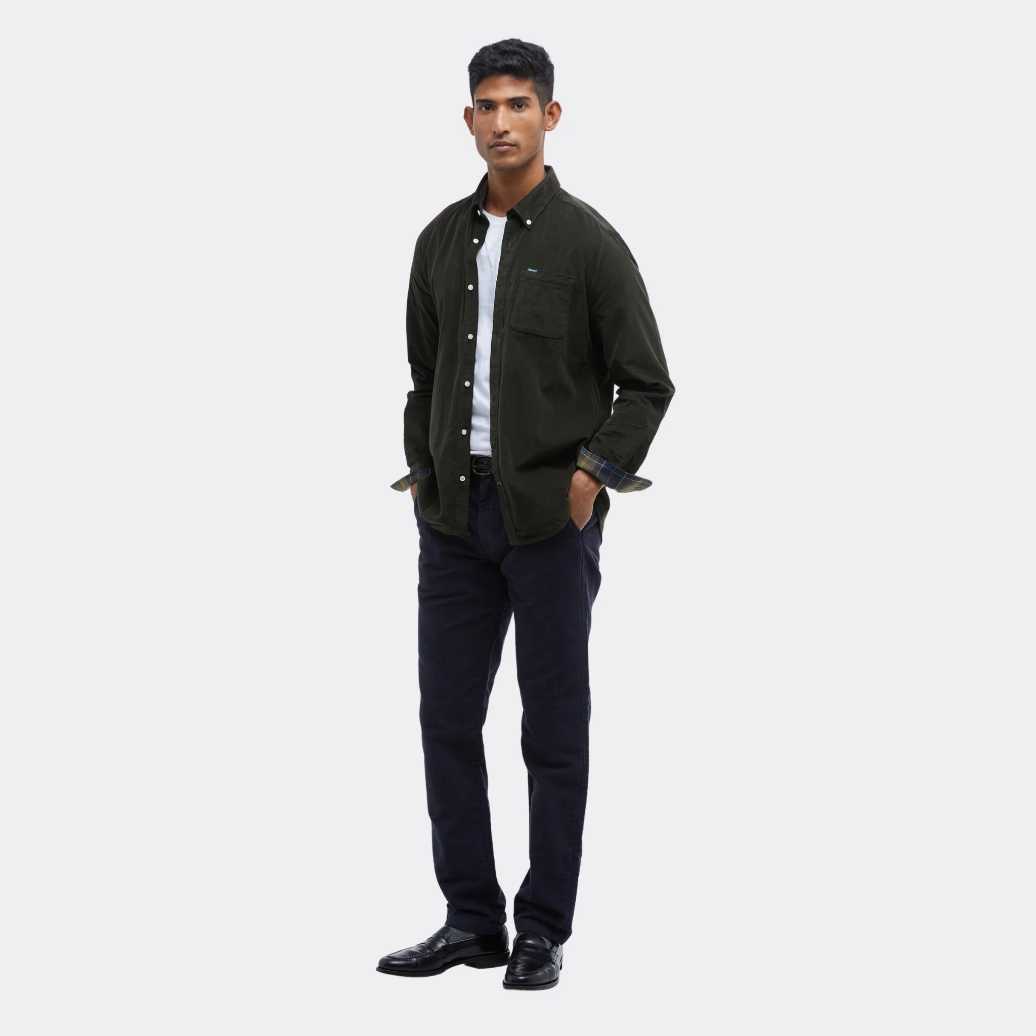 Barbour Men's Ramsey Tailored Fit Shirt in Forest - Image 6
