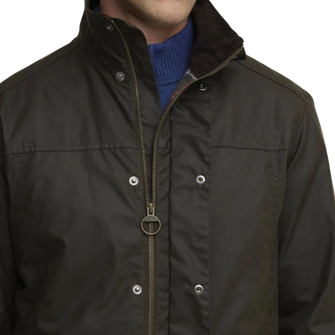 Barbour Men's Sander Wax Jacket in Olive - Image 2