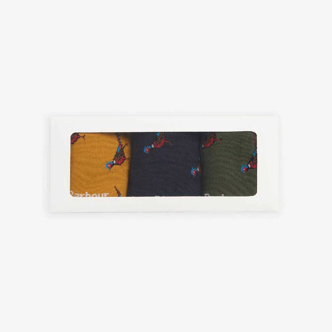 Barbour Pheasant Socks Gift Set in Forest Mist - Image 2