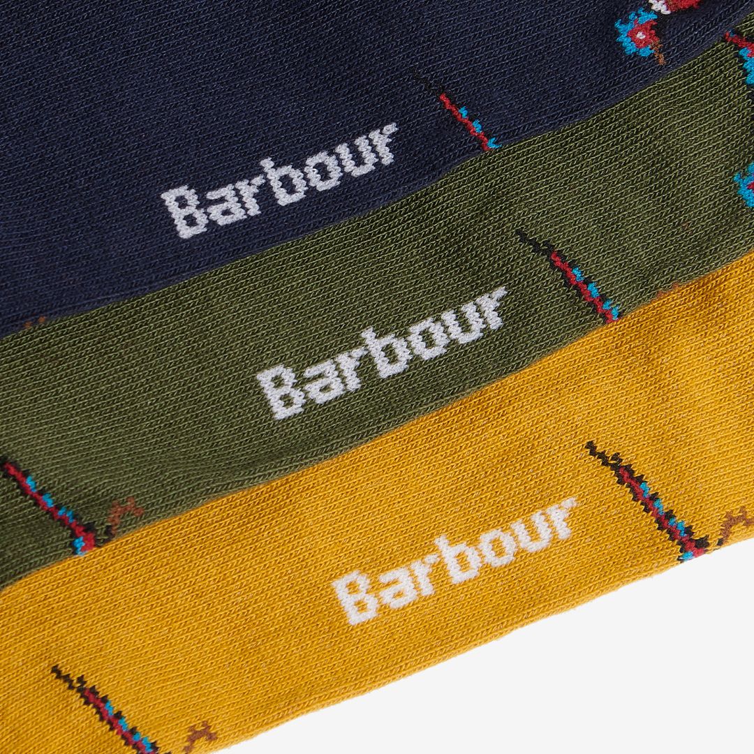 Barbour Pheasant Socks Gift Set in Forest Mist - Image 3
