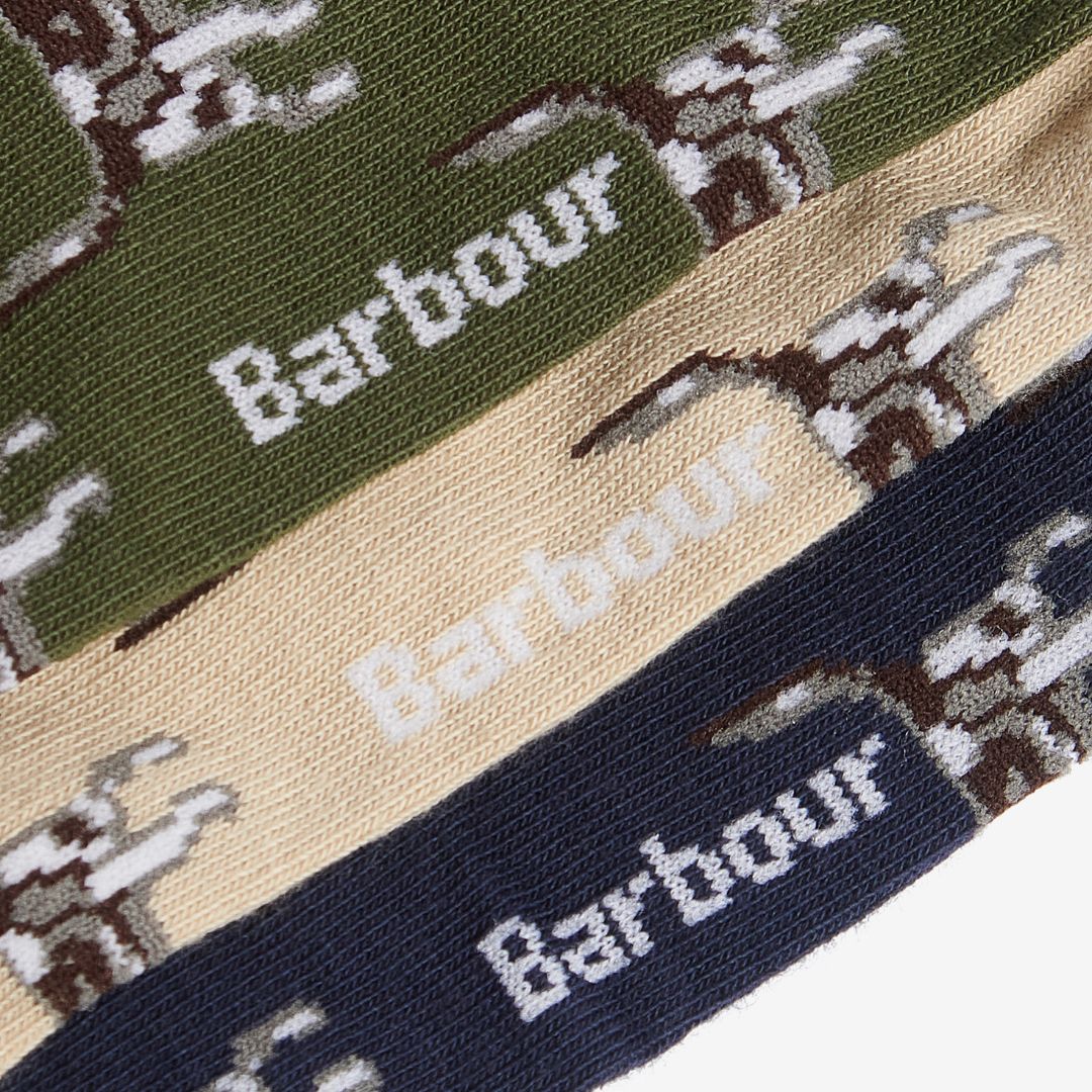 Barbour Pointer Dog Socks Gift Box in Forest Mist - Image 3