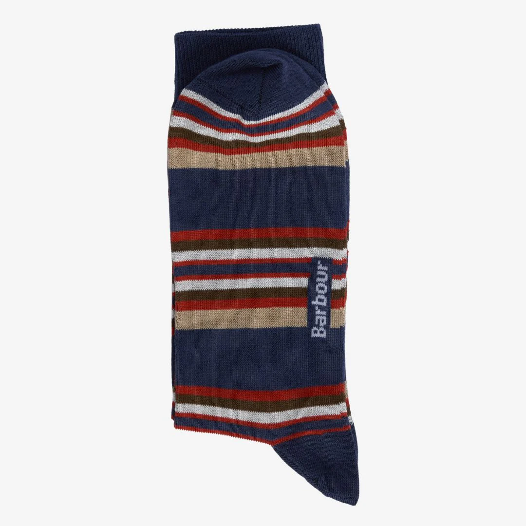 Barbour Summer Socks in Multi Stripe Navy & Green - 2 Pack - Image 3