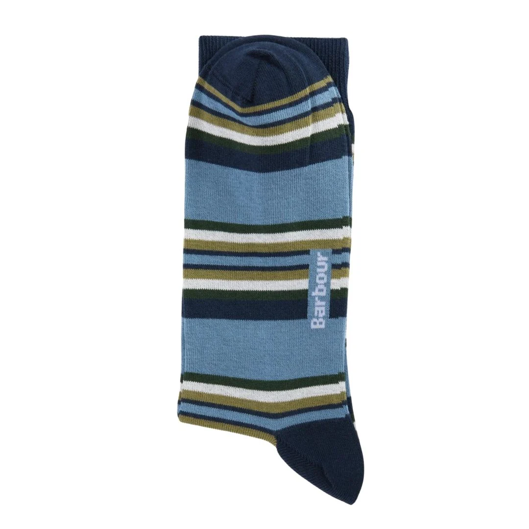 Barbour Summer Socks in Multi Stripe Olive & Navy - 2 Pack - Image 4