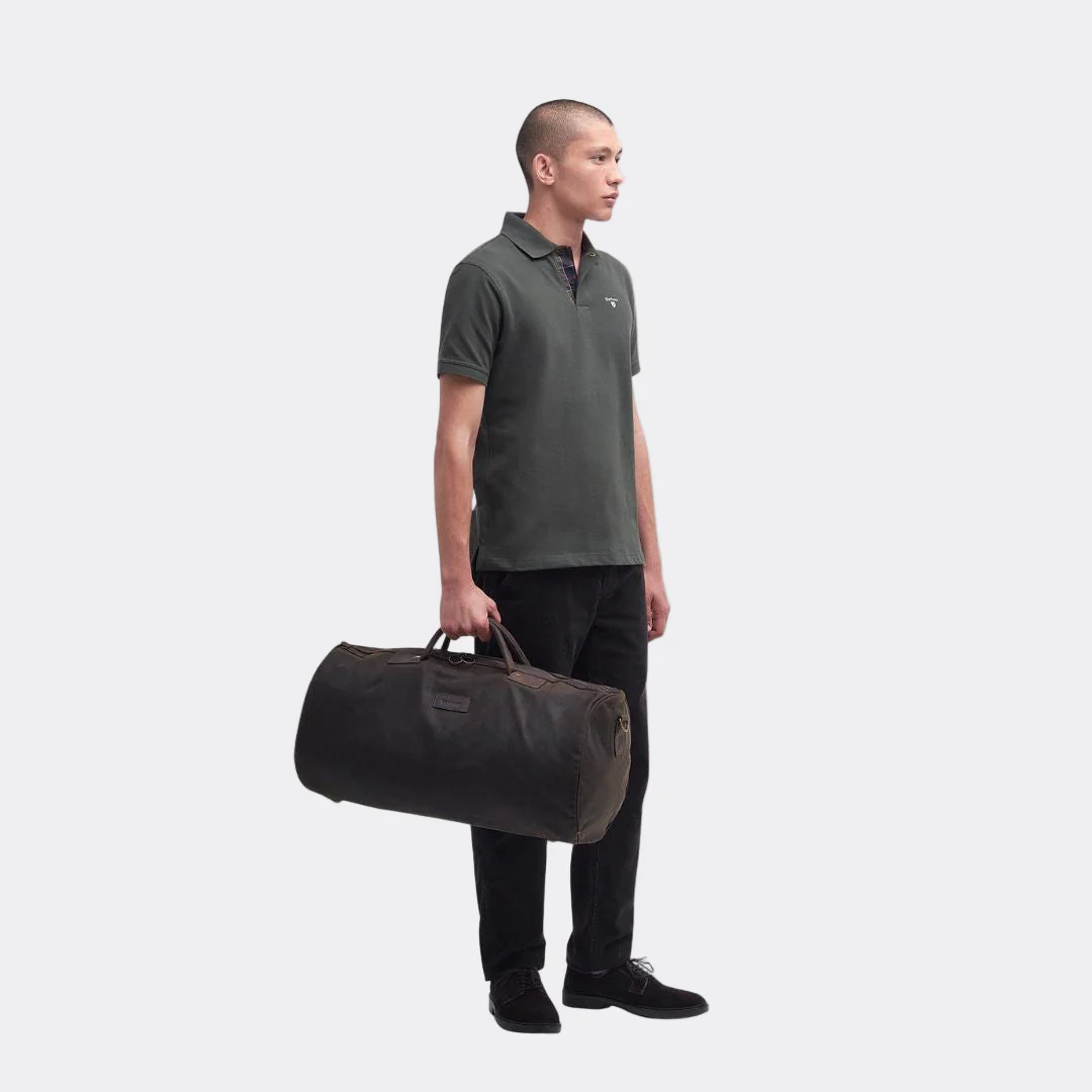 Barbour Wax Holdall Travel Bag in Olive - Image 4