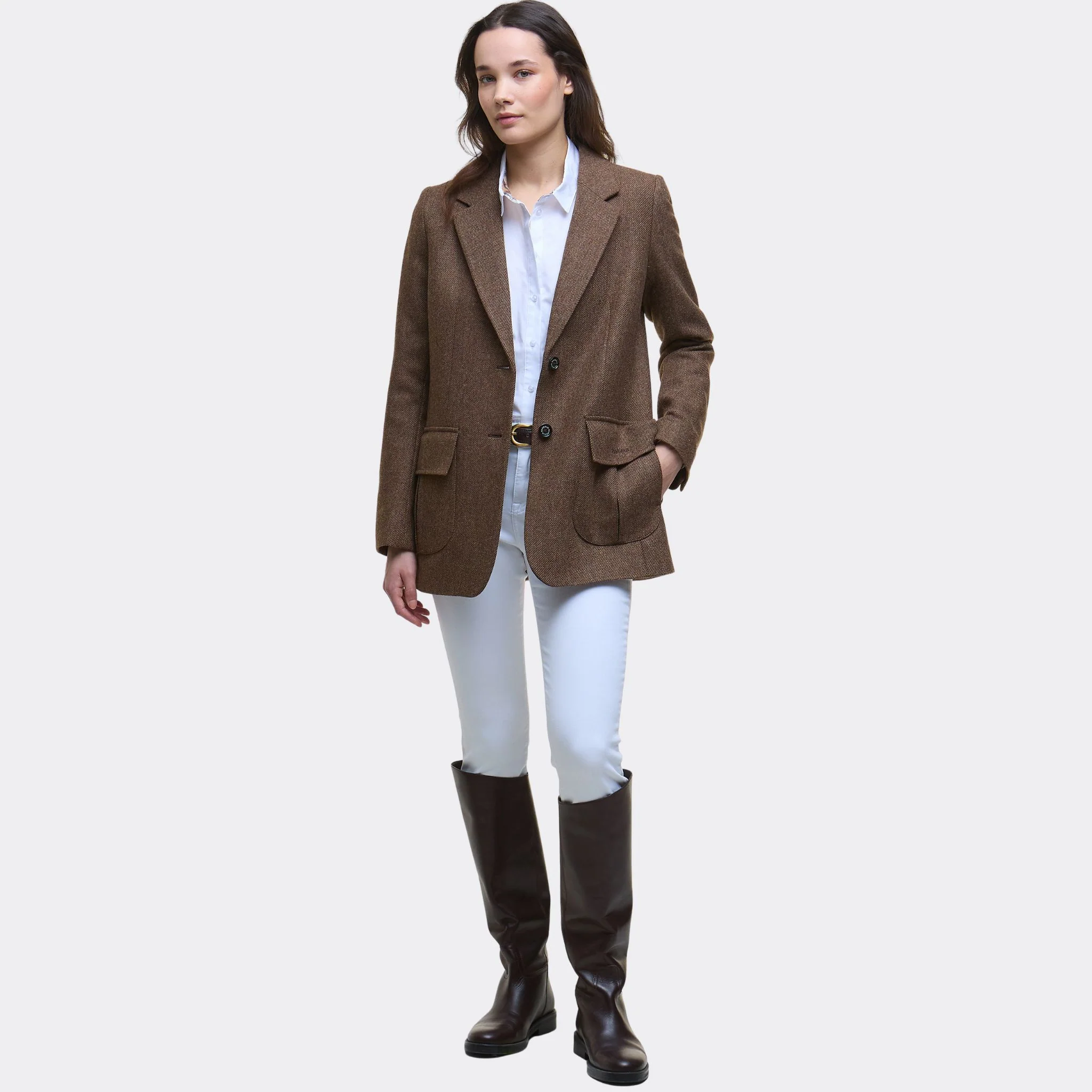 Barbour Women's Elm Tailored Wool Blazer in Military Brown - Image 6