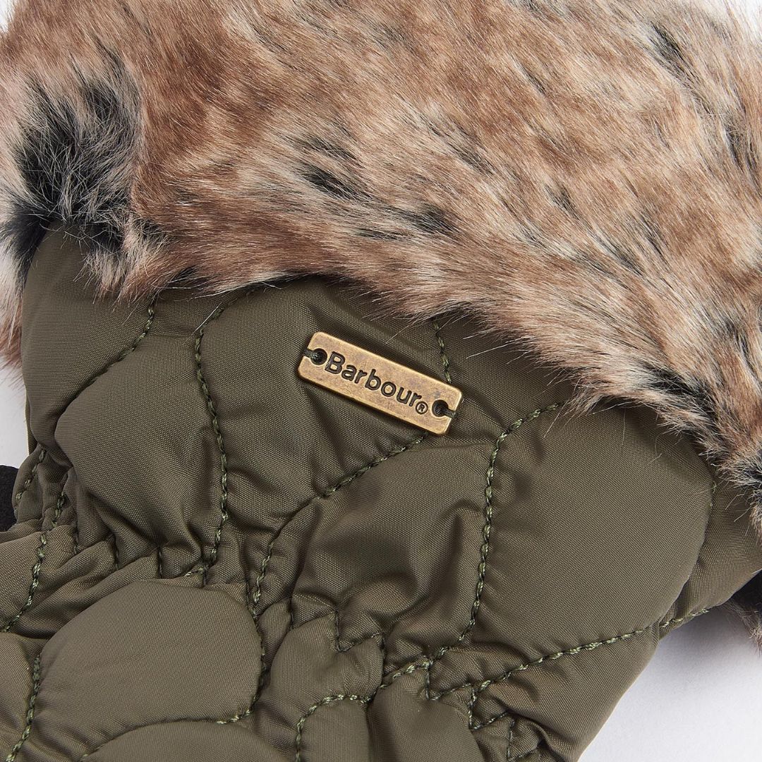 Barbour Women's Primrose Waterproof Mittens in Olive - Image 5