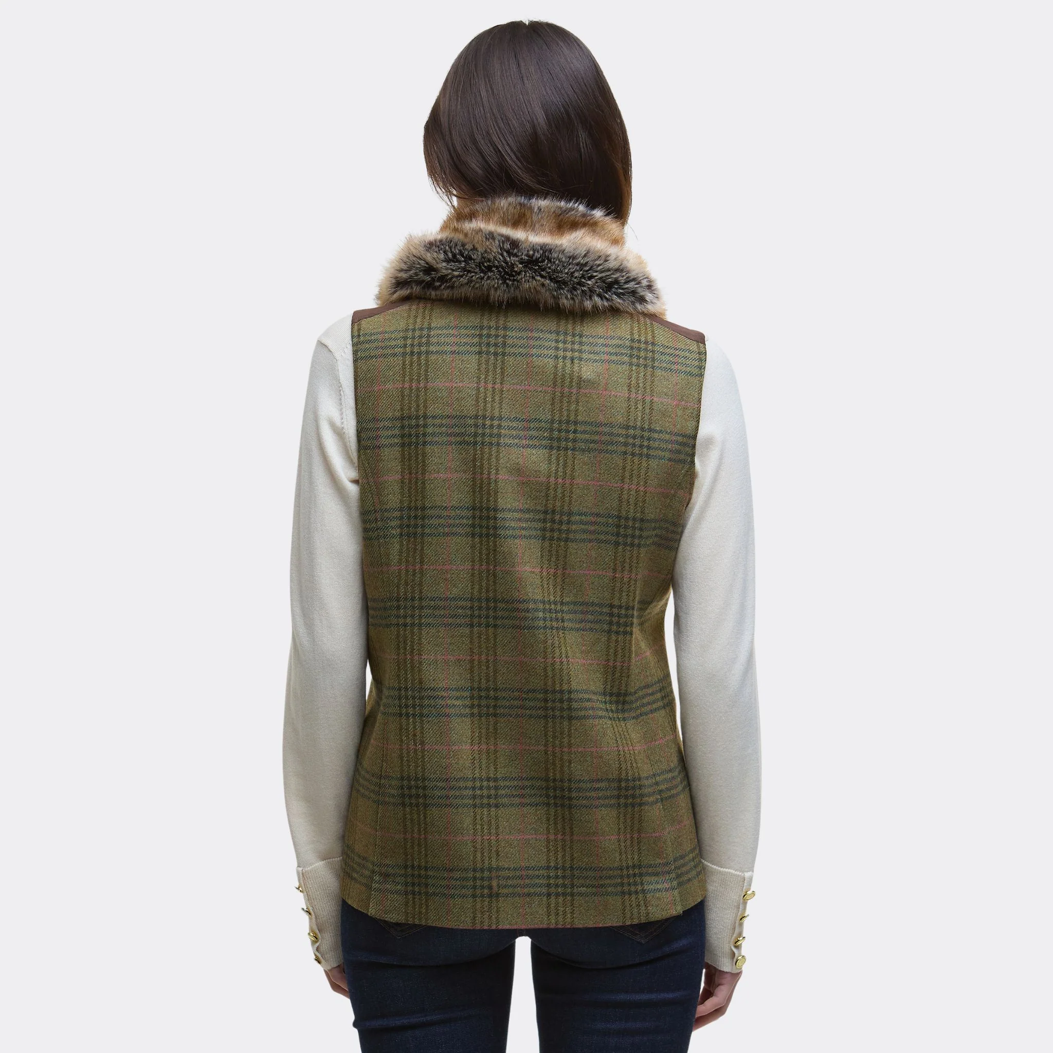 Barbour Women's Rosemary Wool Gilet in Arabesque & Brown - Image 5