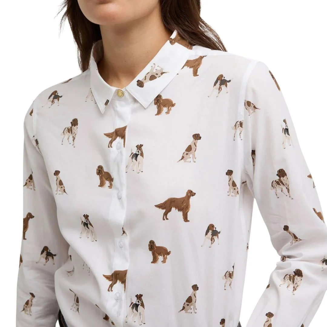Barbour Women's Safari Relaxed Long-Sleeved Shirt in Multi Dog Print - Image 2