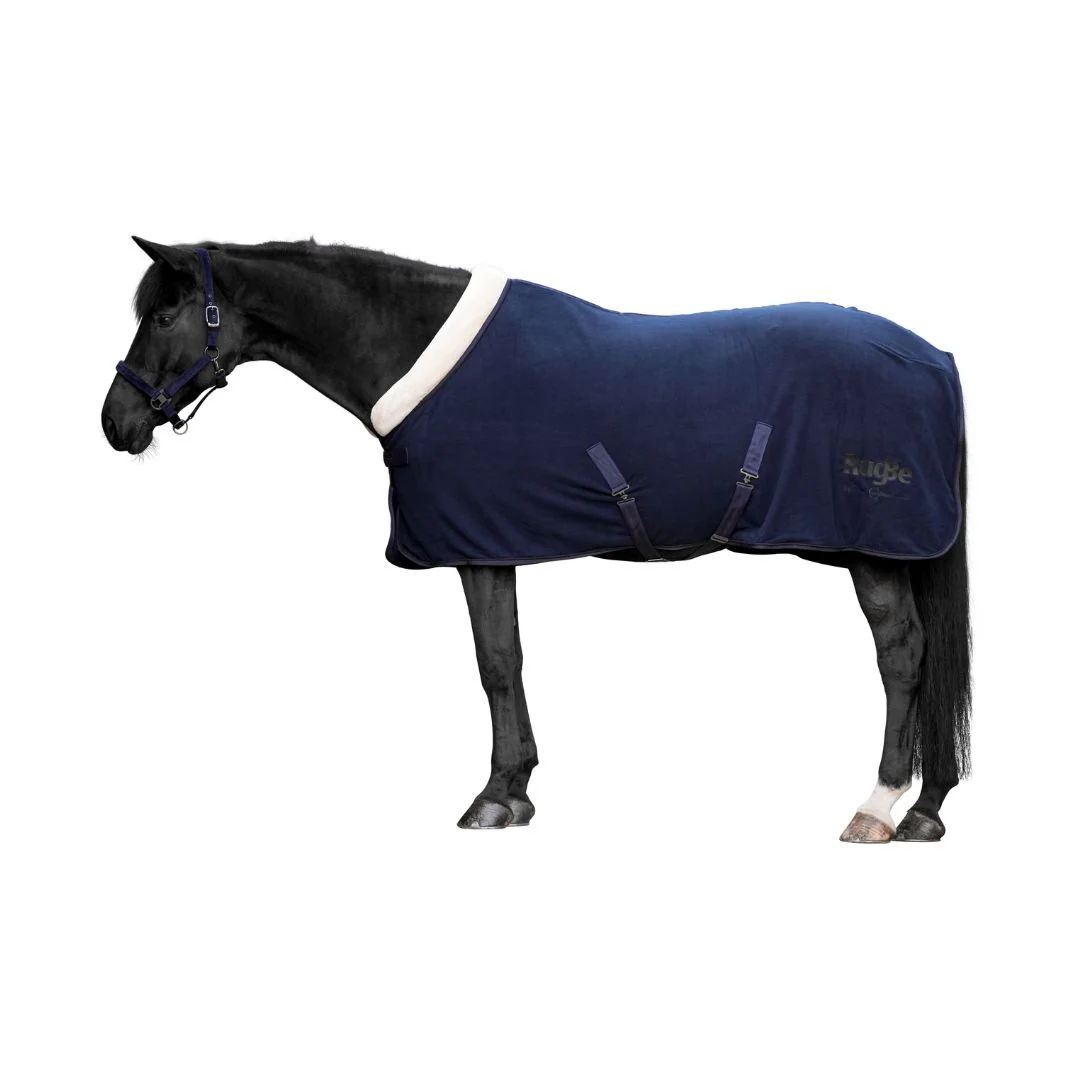 Covalliero Fleece Horse Rug in Dark Navy - Image 3