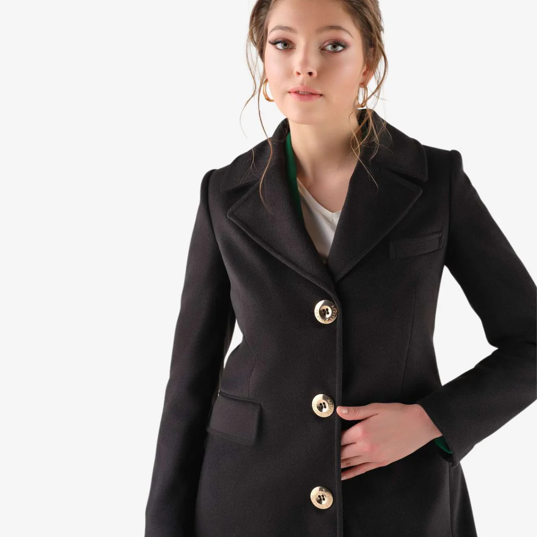 Cristina Barros Women's Long Coat in Black & Green - Image 3