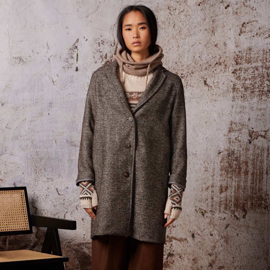 Diega Women's Manko Herringbone Coat in Brown - Image 4