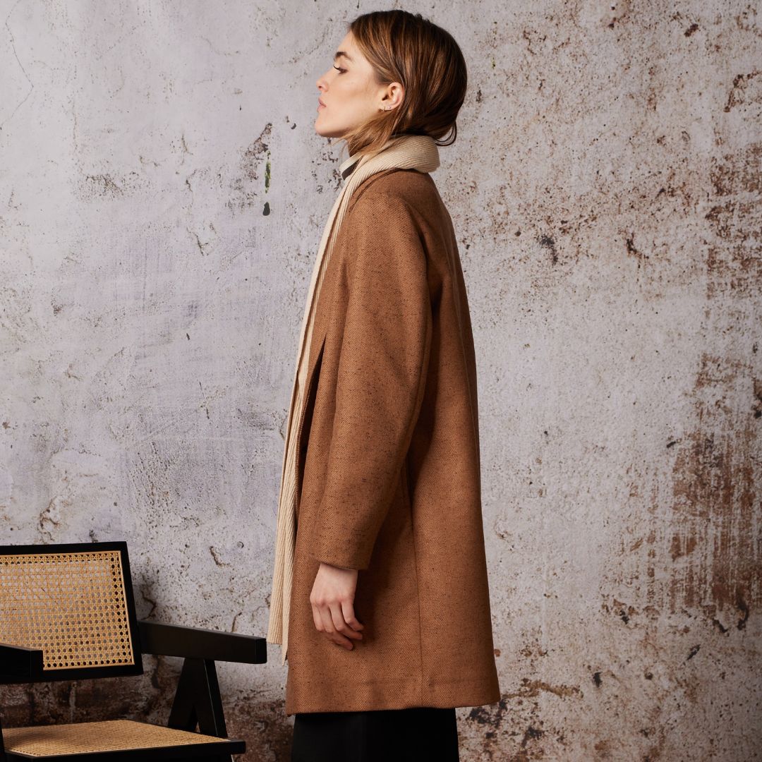 Diega Women's Manko Herringbone Coat in Camel - Image 2