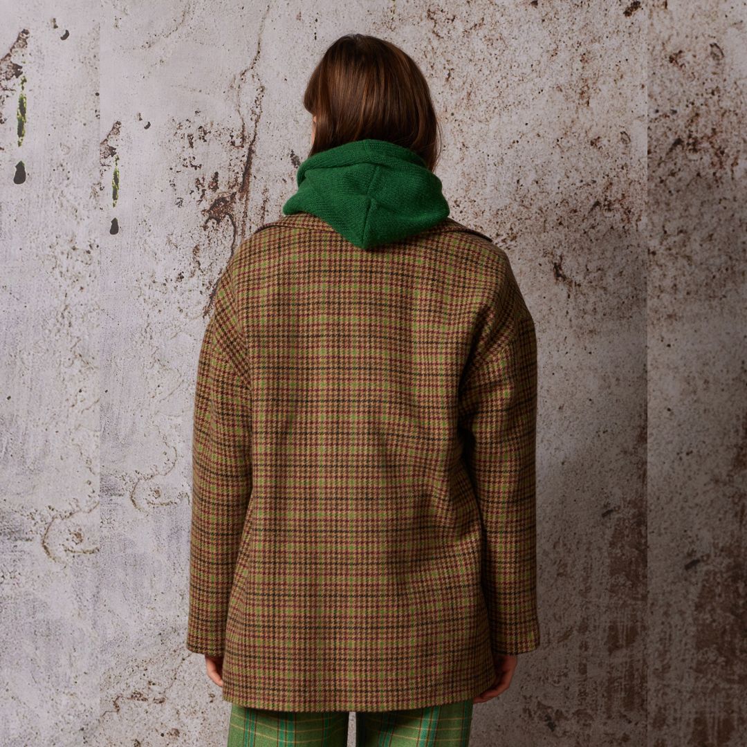 Diega Women's Valeko Check Jacket in Green & Brown - Image 2
