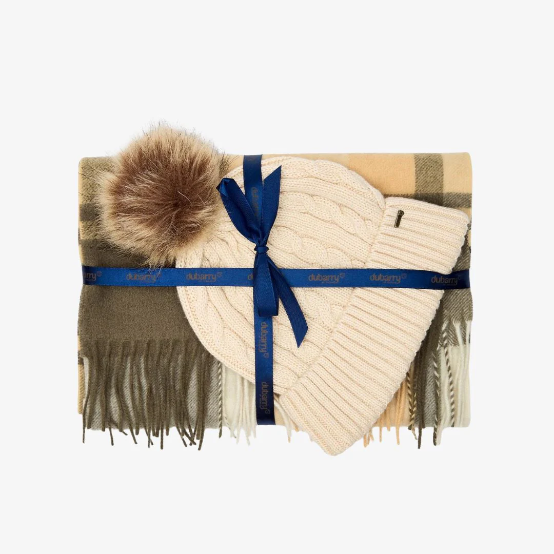 Dubarry Foley Matching Bobble Hat and Scarf Gift Set in Dusky Green - Image 3