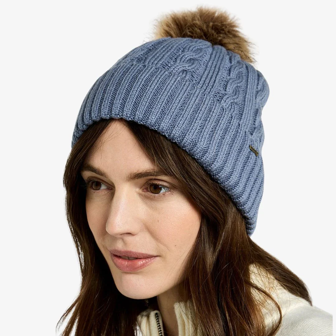 Dubarry Forester Knitted Bobble Hat in Indigo - Image 2