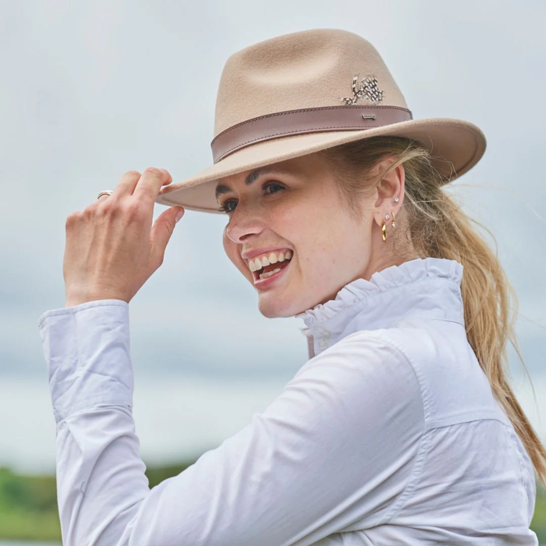 Dubarry Gallagher Felt Fedora Hat in Sand - Image 5