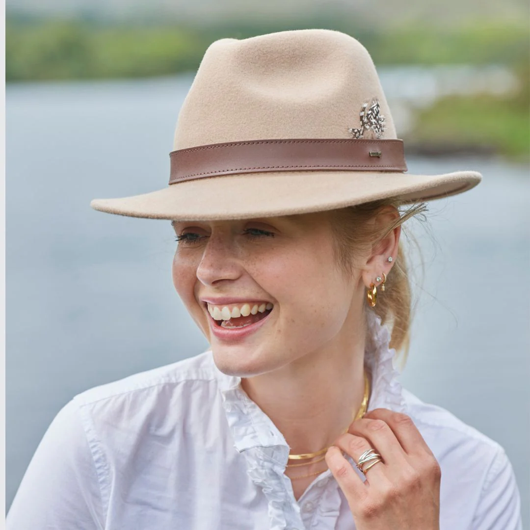 Dubarry Gallagher Felt Fedora Hat in Sand - Image 6