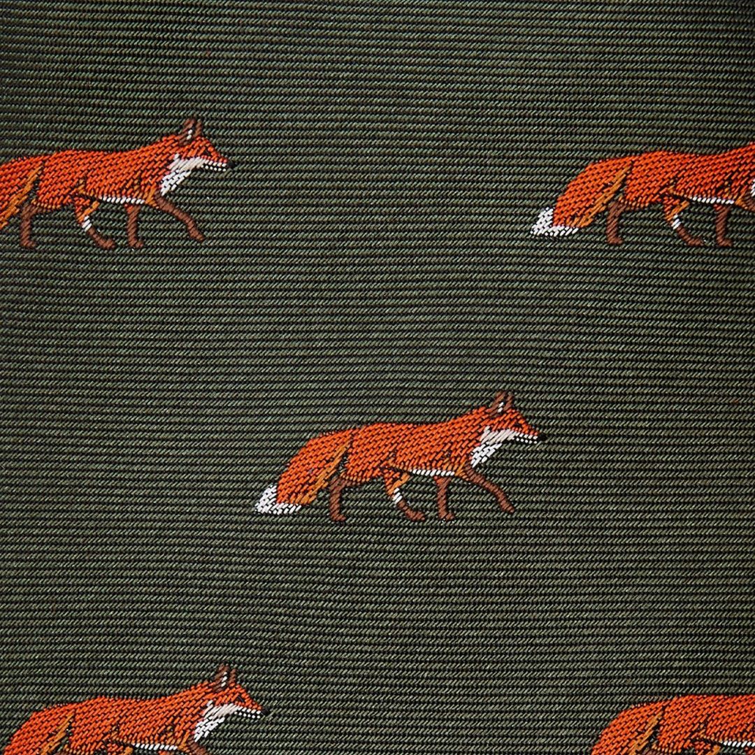 Dubarry Kavanagh Silk Fox Motif Tie in Olive - Image 3