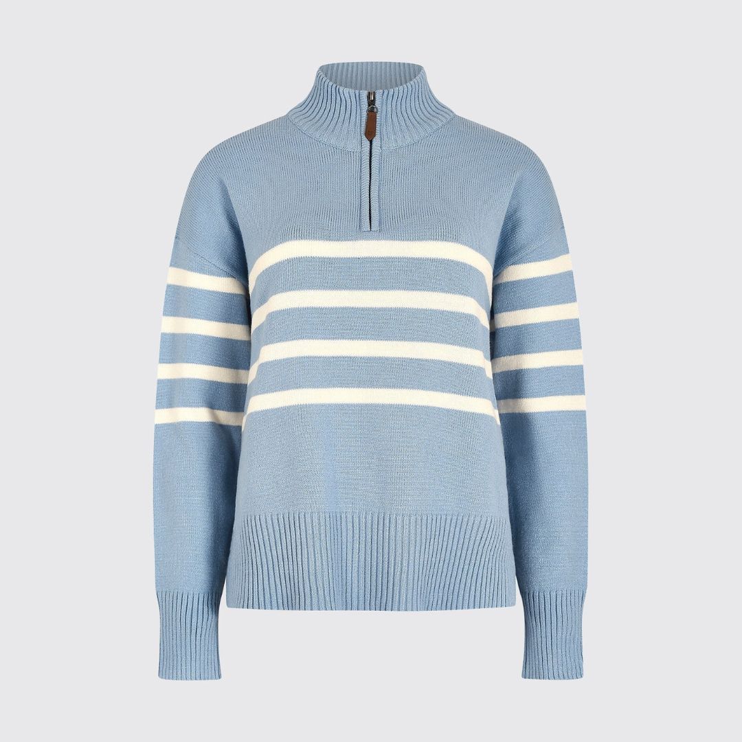 Dubarry Women's Fonthill Zip Neck Jumper in Dusty Blue - Image 5