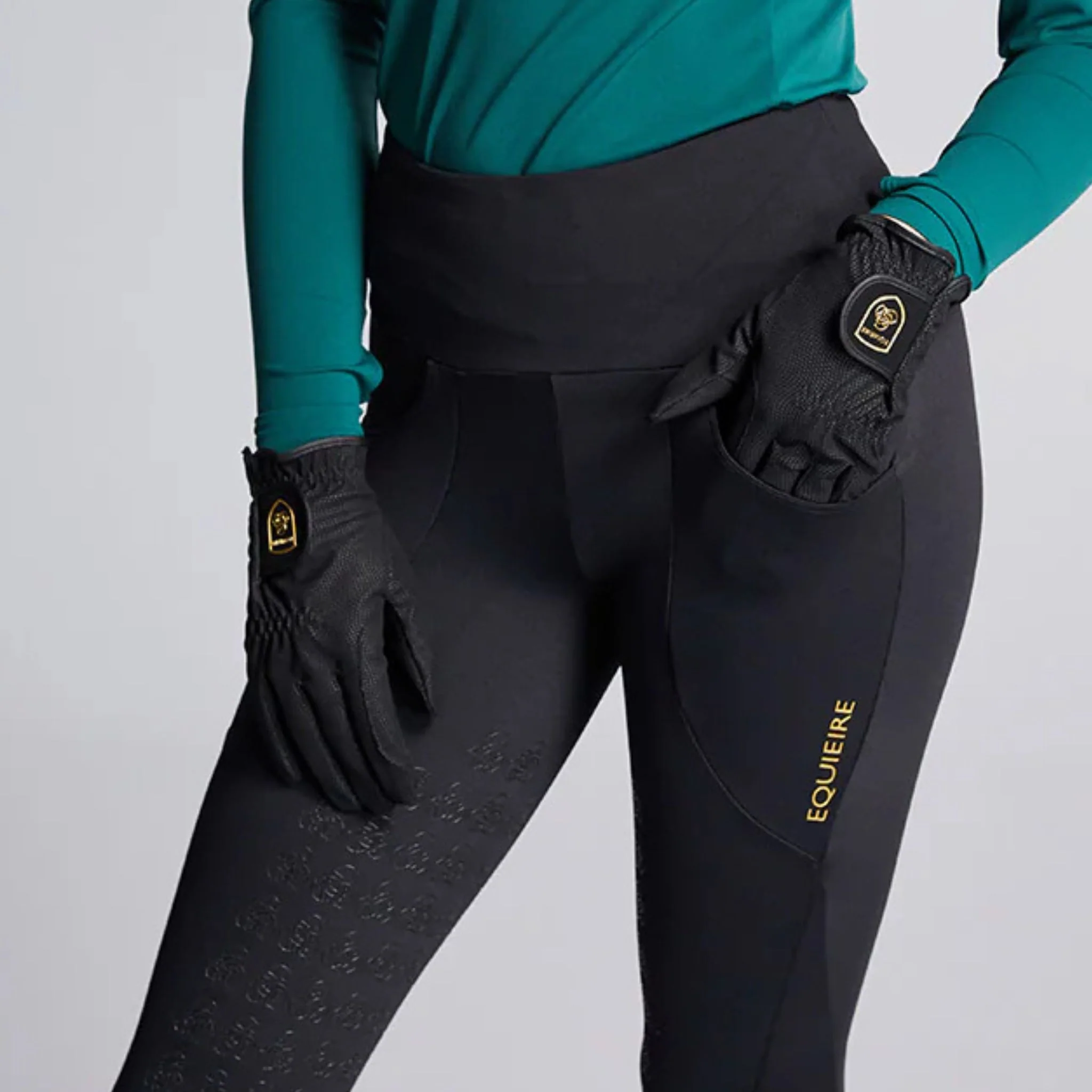 Equieire Women's Jessica 3/4 Grip Perform Riding Leggings in Black - Image 7