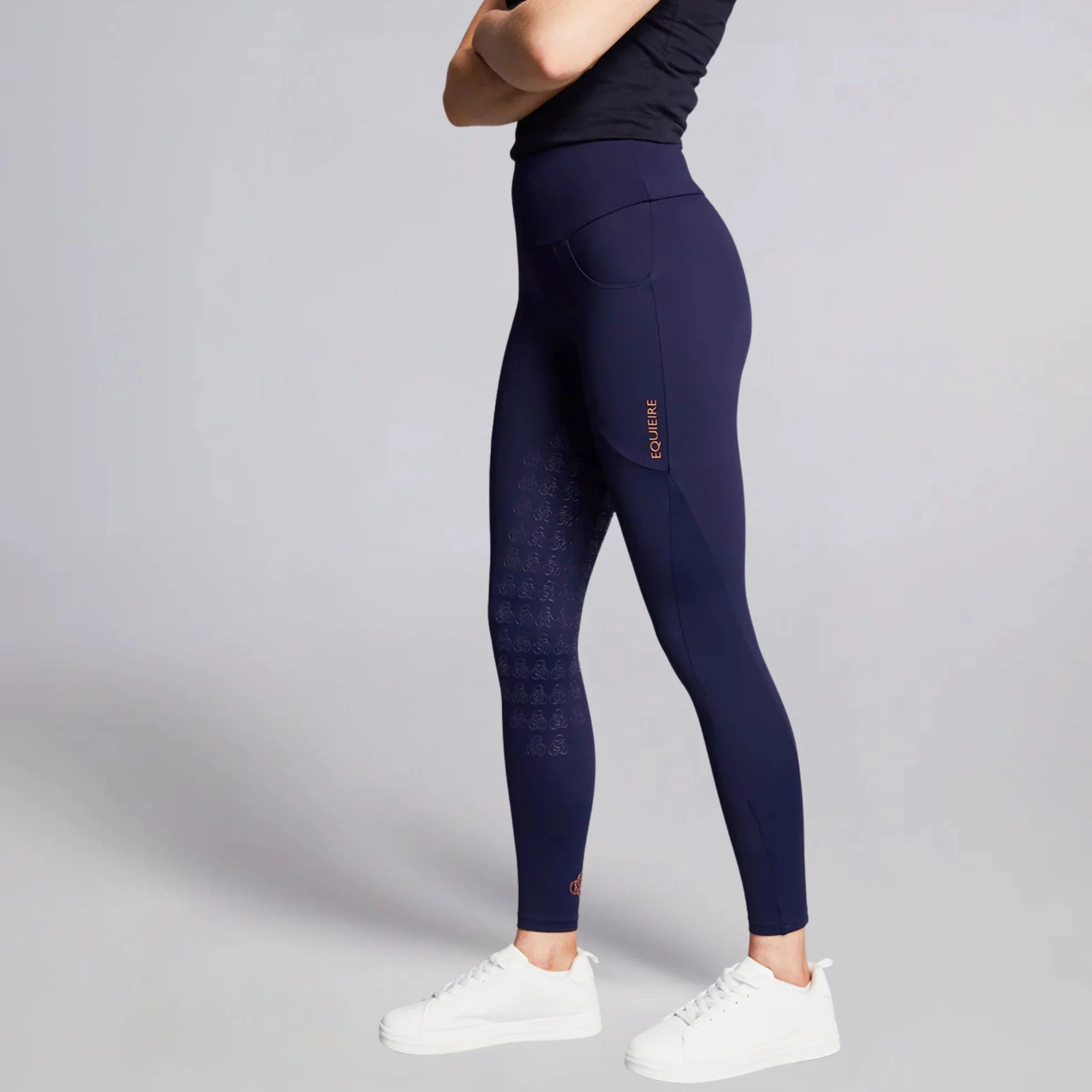 Equieire Women's Jessica 3/4 Grip Perform Riding Leggings in Navy - Image 2