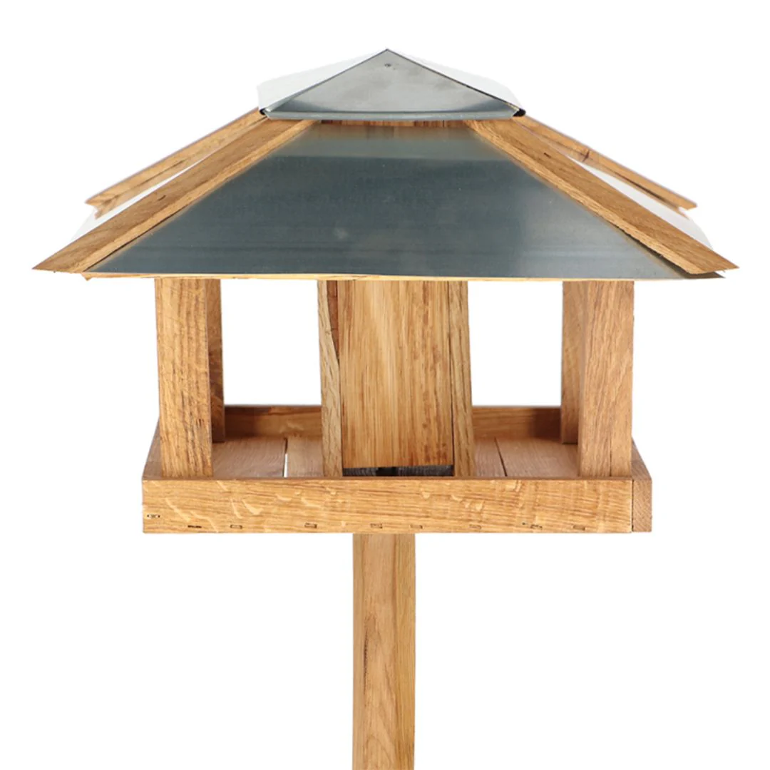 Esschert Design Oak Square Bird Table with Silo - Image 2