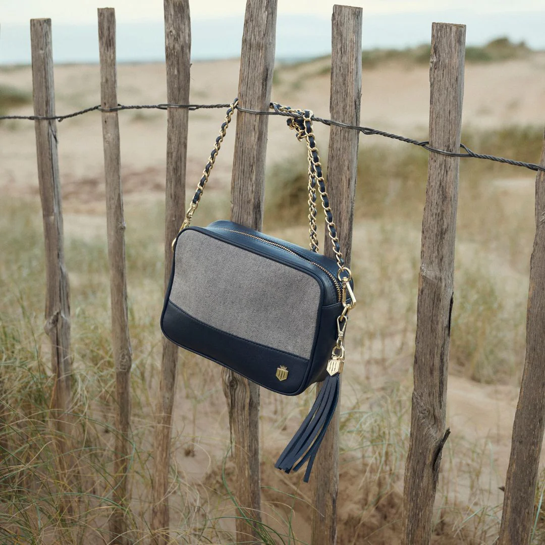 Fairfax & Favor Finsbury Crossbody Suede Handbag in Denim - Image 2
