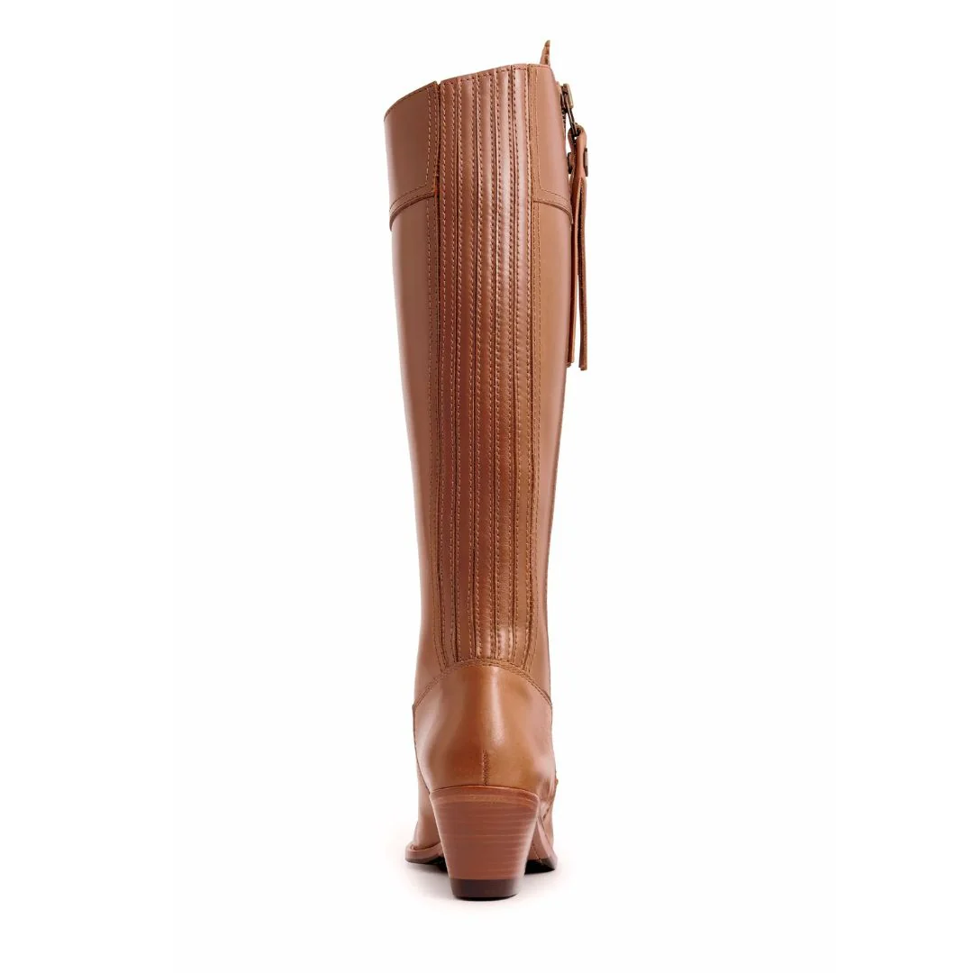 Fairfax & Favor Heeled Regina Leather Boot in Tan - Image 3