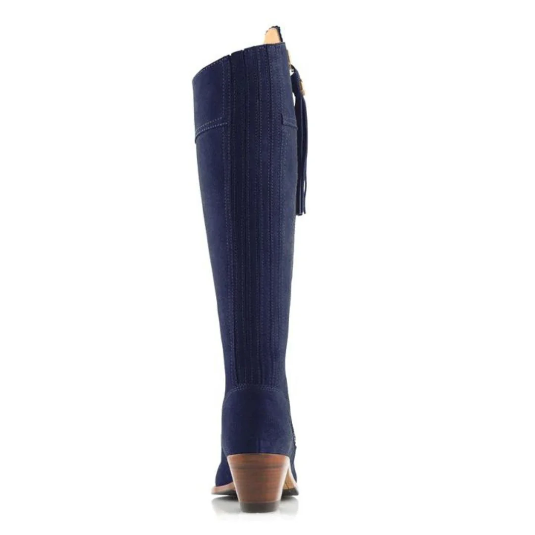 Fairfax & Favor Heeled Regina Suede Boot in Ink - Image 4