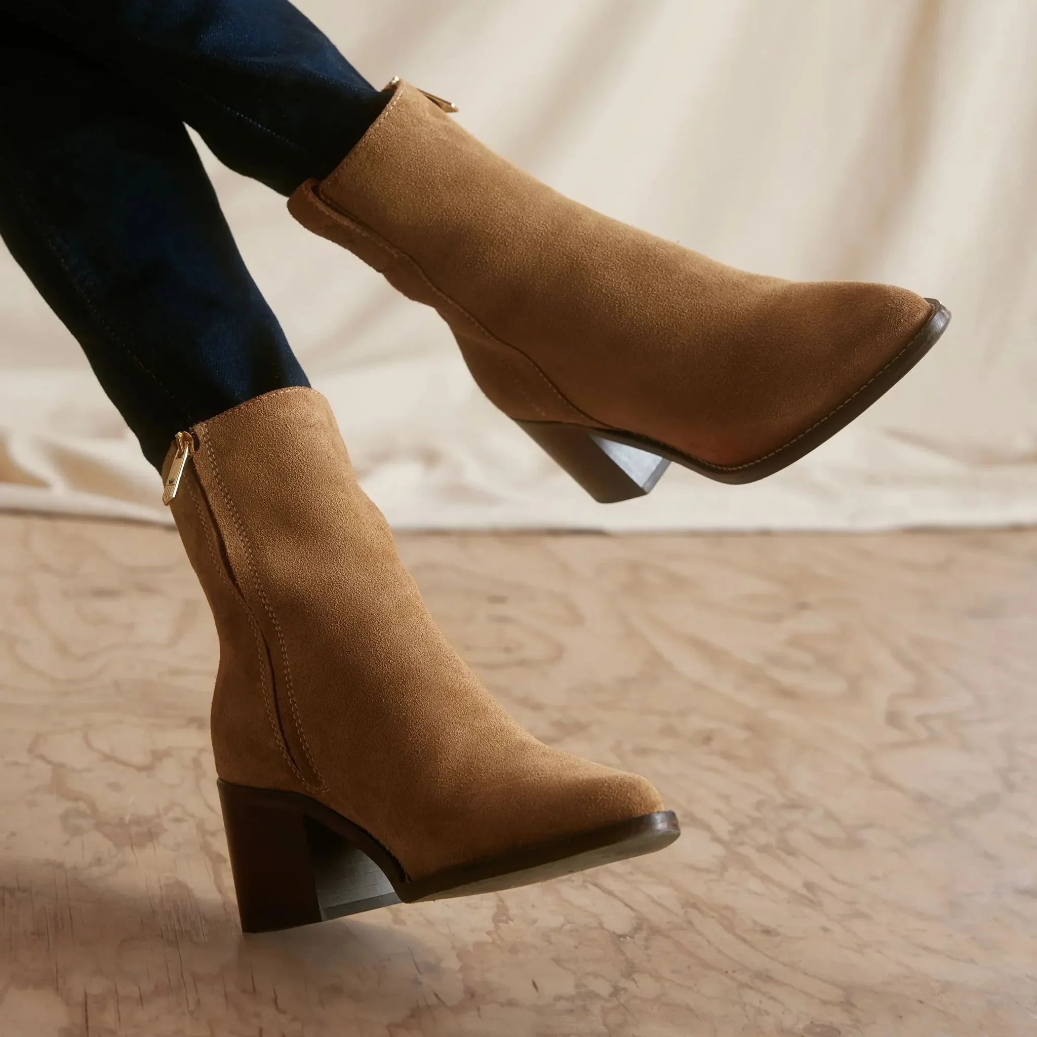 Fairfax & Favor Ludlow Heeled Ankle Boot in Tan - Image 2