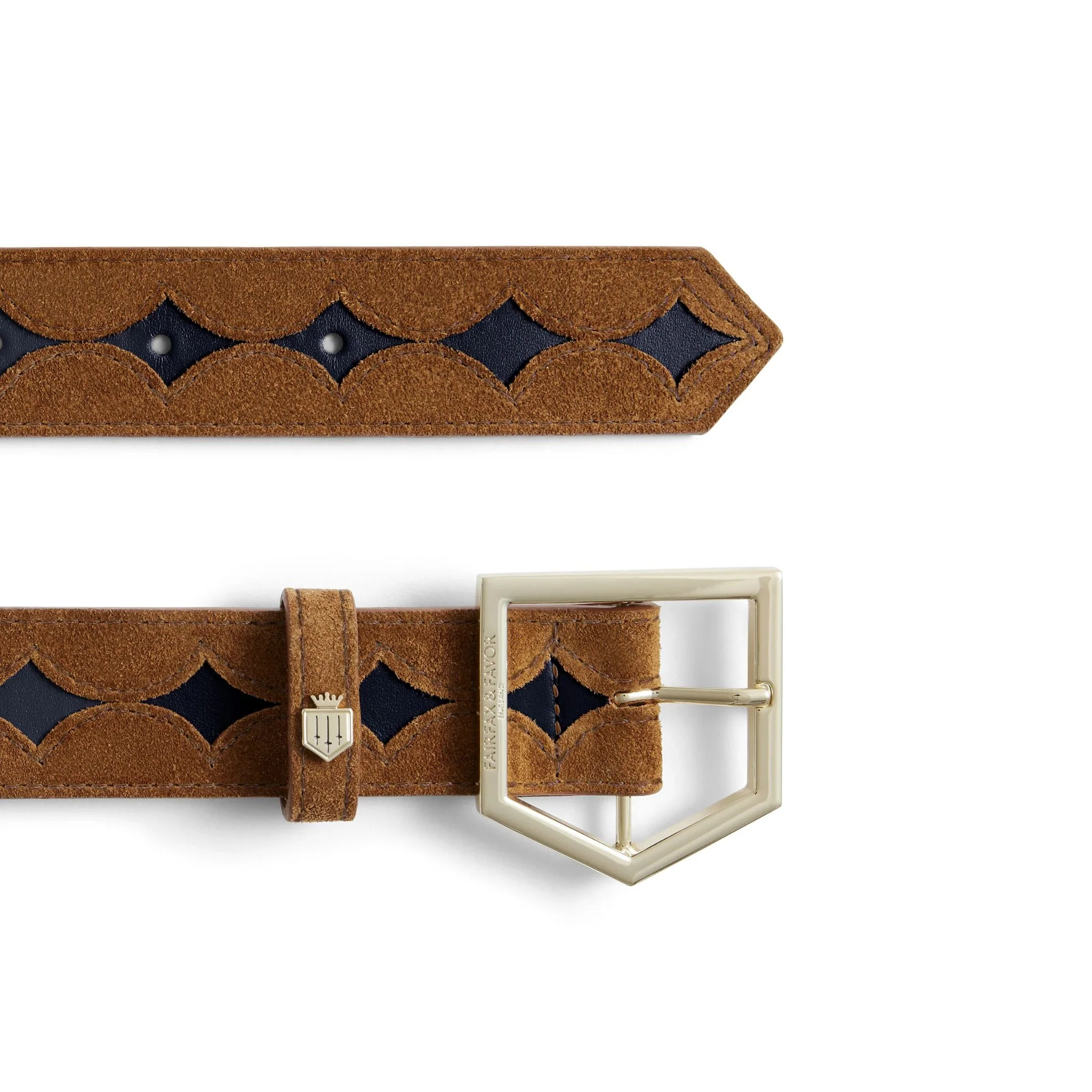 Fairfax & Favor Ohio Leather Belt in Tan & Navy - Image 2