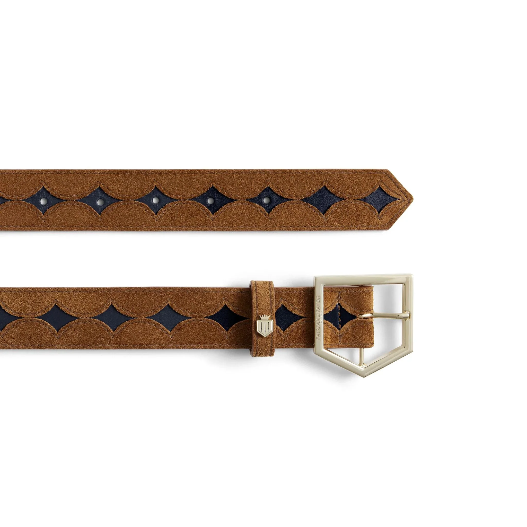 Fairfax & Favor Ohio Leather Belt in Tan & Navy - Image 4