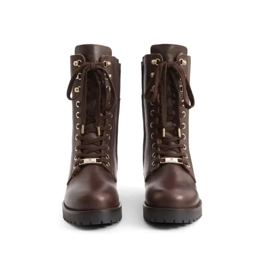 Fairfax & Favor Shearling Lined Anglesey Combat Leather Boots in Mahogany - Image 5