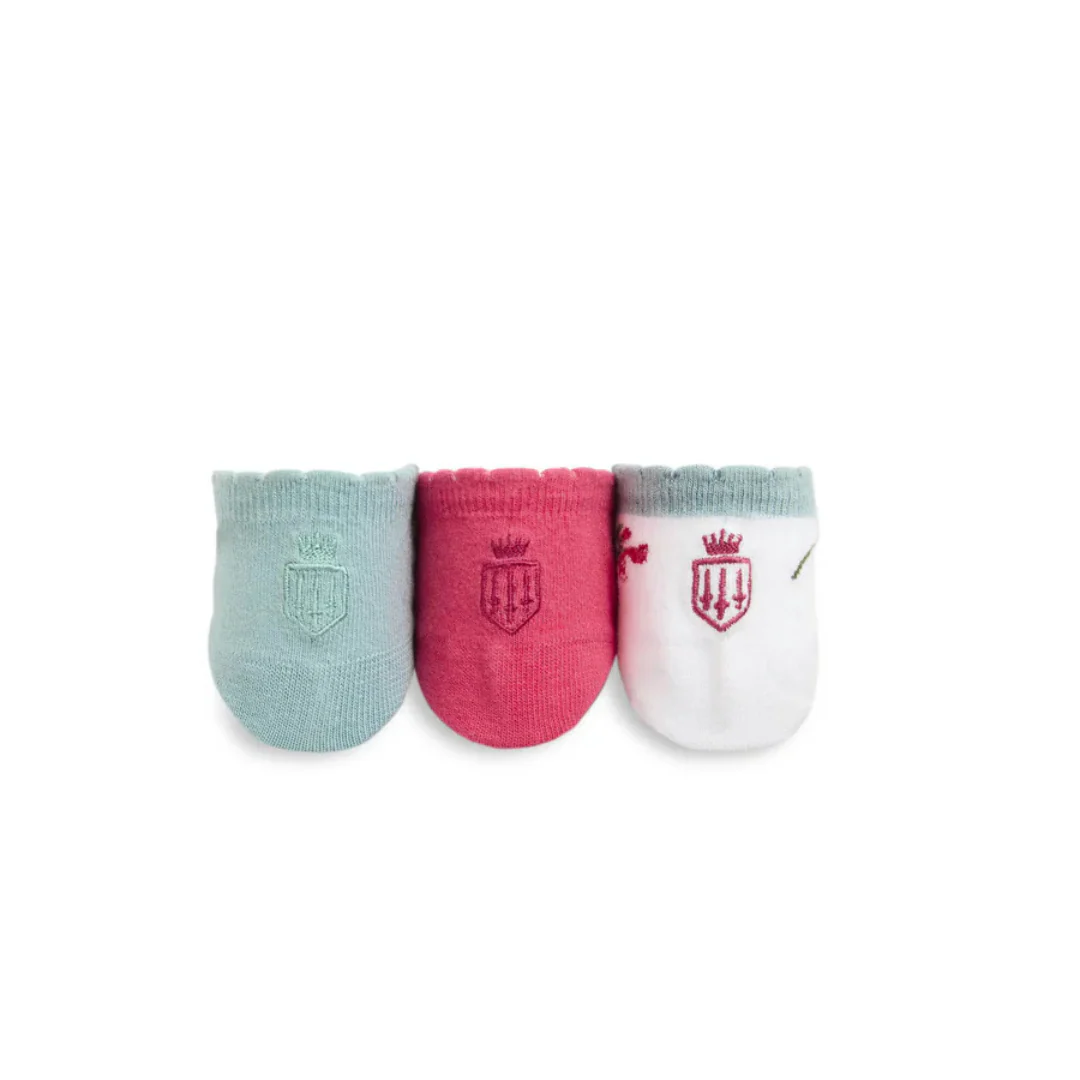 Fairfax & Favor Signature Ladies Trainer Sock in Floral, Cherry & Mint - Image 2