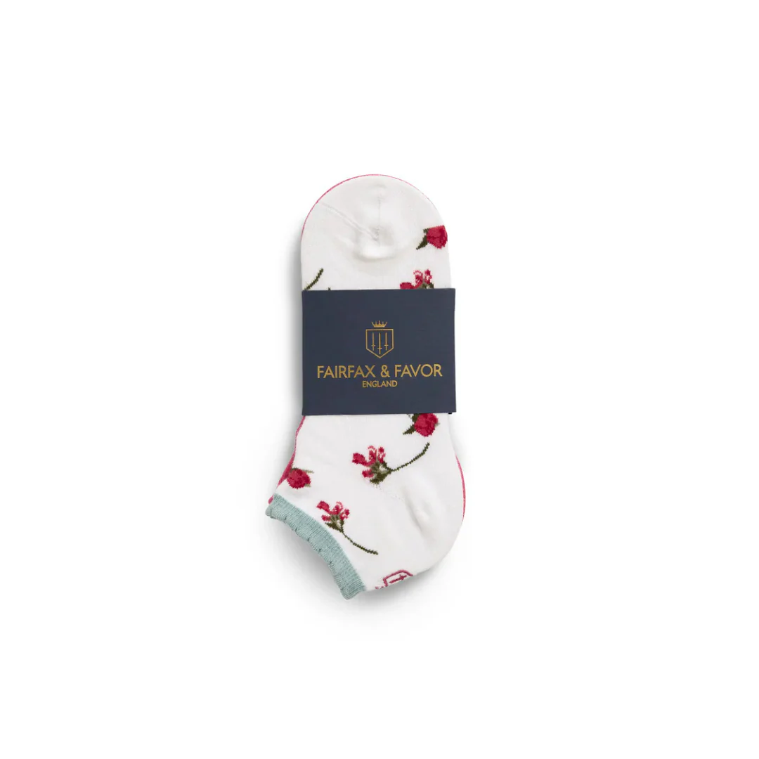Fairfax & Favor Signature Ladies Trainer Sock in Floral, Cherry & Mint - Image 3