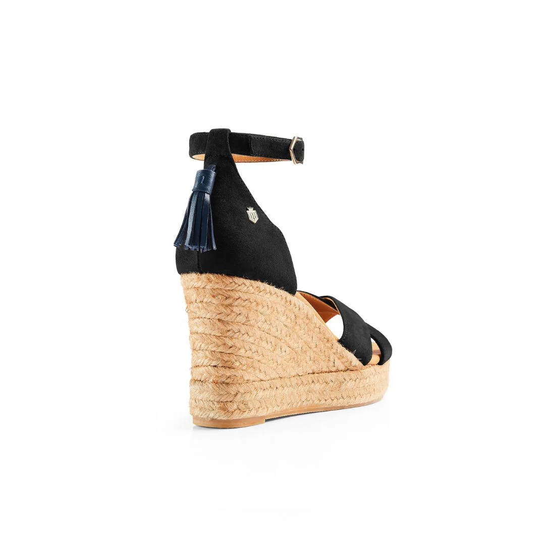 Fairfax & Favor Valencia Heeled Wedge Sandal in Black - Image 5
